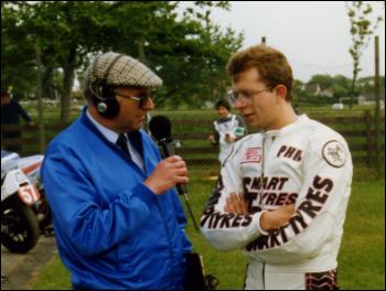 Phil Hogg being interviewed by Geoff Cannell - 1989 TT